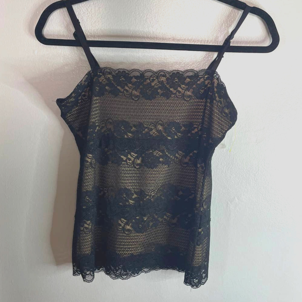 WHBM Floral Illusion Lace Sleeveless Top